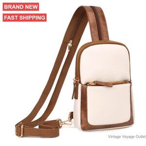 Large Convertible Sling Bag Crossbody Backpack Purse Faux Leather Multi-Pocket